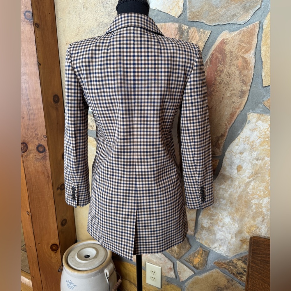 J Crew Alfie Blazer Italian Stretch Wool Honey Plaid (Sz 0P) - Picture 5 of 17